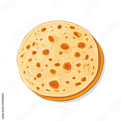 Paratha, 2D flat vector illustration, simple and modern style, isolated on a plain white background.