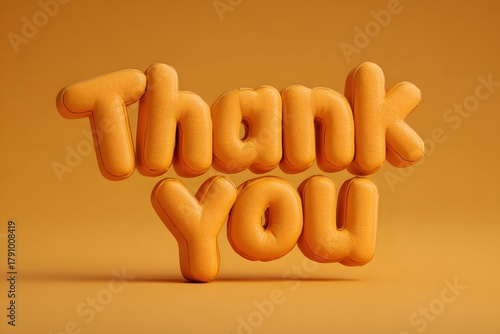 Orange thank you message in 3d rendering with a soft leather texture background