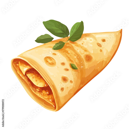 Masala Dosa in a clean 2D flat vector icon style, minimal and simple, set on a plain white background.