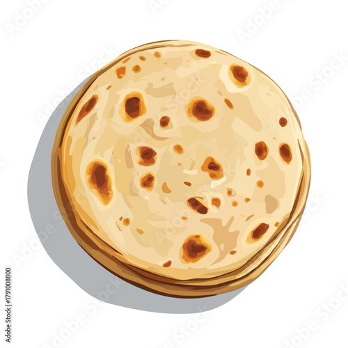 Minimal 2D vector illustration of Roti in flat icon style on a plain white background.