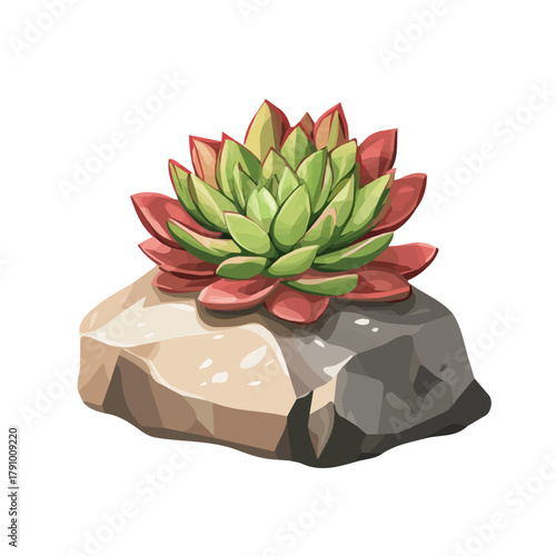 2D flat vector illustration of Split Rock Succulent, clean and minimal icon style, isolated on white background.