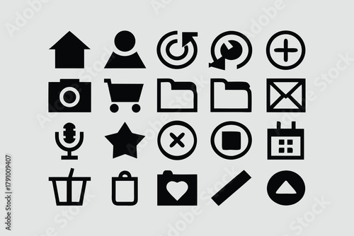 comprehensive vector icon set for web and mobile application design, featuring essential business and internet symbols like home, search, and mail arrows 