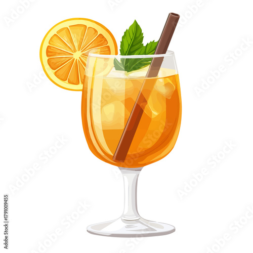 Minimal 2D vector illustration of Spiced Rum Punch in flat icon style on a plain white background.
