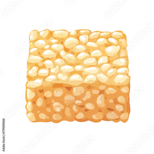 Rice Crispy Treat, modern 2D flat vector illustration in icon style, isolated on pure white background.