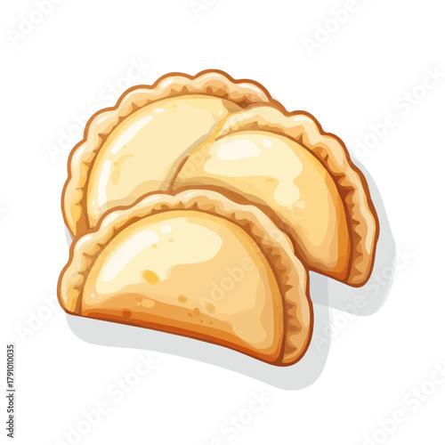 Pierogi, modern 2D flat vector illustration in icon style, isolated on pure white background.