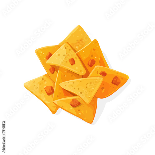 2D flat vector illustration of Nachos, clean and minimal icon style, isolated on white background.