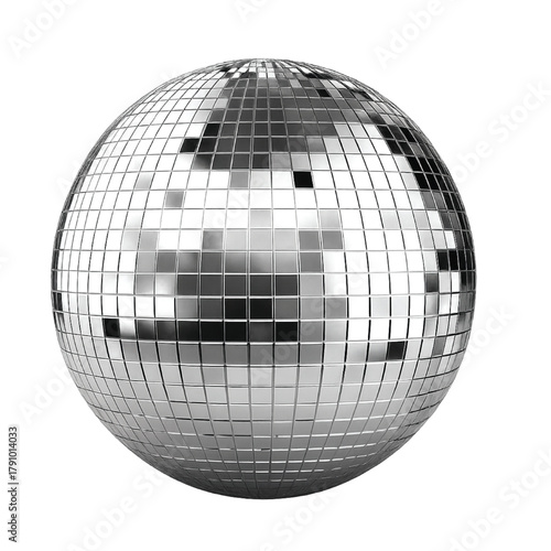 mirror shiny disco ball retro on transparent background