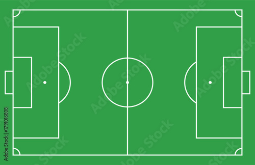 Top view of the football field. Soccer field vector illustration.