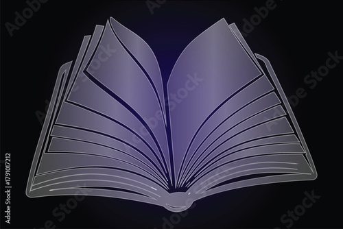 Open Book with Fanned Pages Icon symbol glass morphism