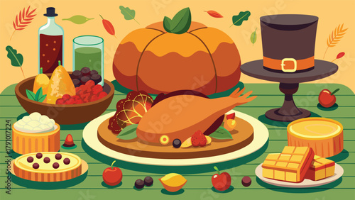 Elegant Thanksgiving Day card template showcasing seasonal motifs, perfect for sending holiday wishes..eps