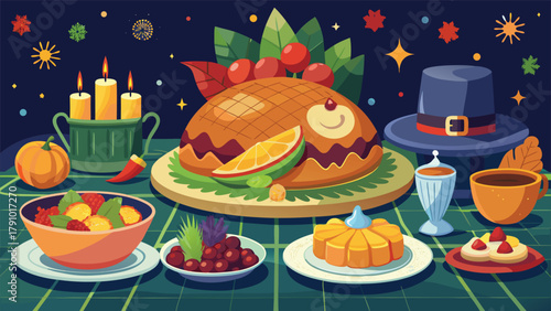 Thanksgiving Day card template featuring autumn leaves and a warm greeting for the holiday celebration..eps