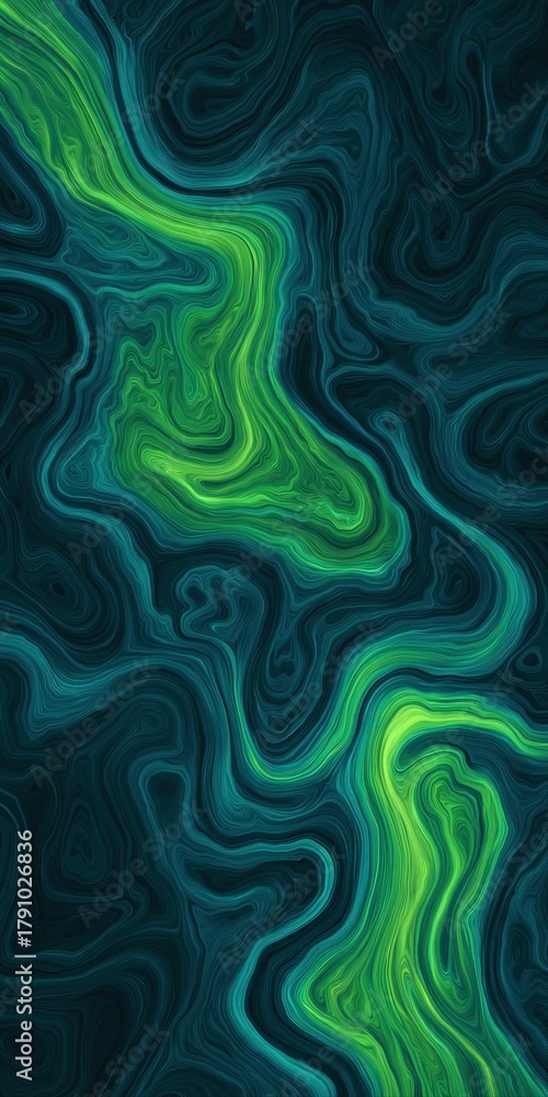 Fototapeta premium Abstract green and blue swirling pattern with organic flowing design
