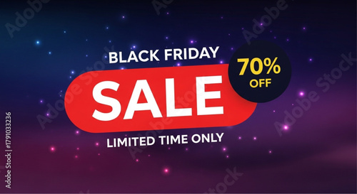 The vibrant image presents the Black Friday Sale concept, highlighting a limited-time offer. The design is sleek, modern, and draws attention to the sale's details.  vector illustration