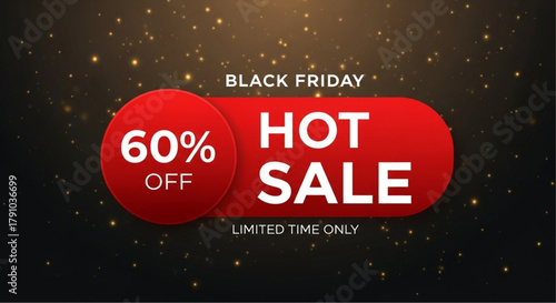 A vibrant and eye-catching advertisement, promoting a Hot Sale with a significant 60% discount for Black Friday. vector illustration
