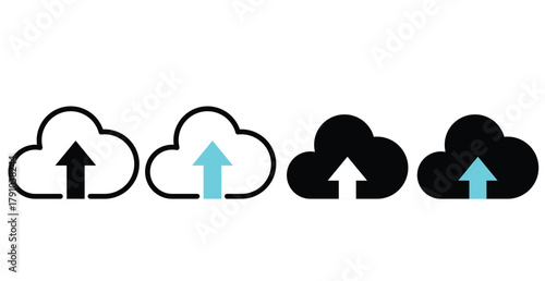 Upload cloud icons vector. cloud storage icon set eps10.