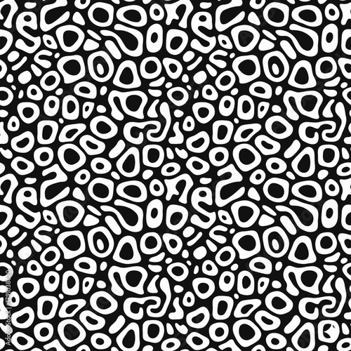 Seamless Abstract Organic Cell Pattern Black White Fluid Bubbles Background