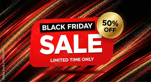 Dynamic Black Friday Sale advertisement, exuding energy and excitement. The design is bold, the colors eye-catching, and the message clear: a limited-time opportunity to save.  vector illustration