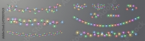 Colorful glowing string lights garland decoration