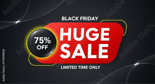 Captivating promotion poster: Huge sale up to 75% off for Black Friday vector illustration