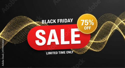Captivating Black Friday Sale with elegant wave lines for promotion. vector illustration