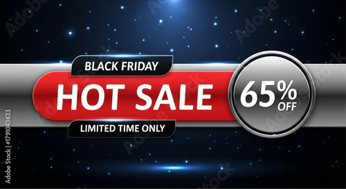Captivating Black Friday Hot Sale banner with a vibrant color scheme that draws the eye, showcasing attractive discounts for a limited time. vector illustration