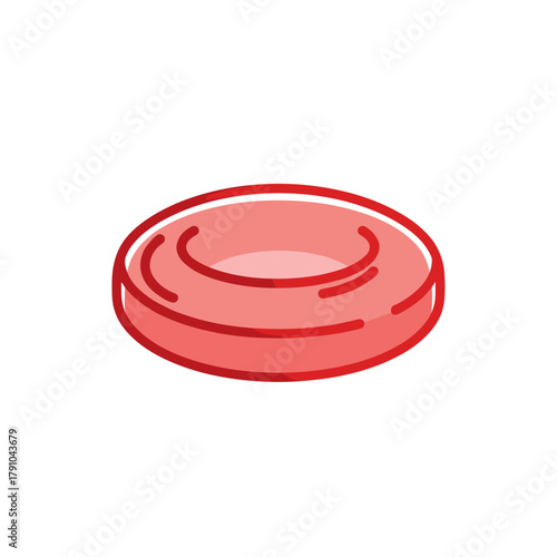 Illustration of a red blood cell, also known as an erythrocyte, responsible for oxygen transport in the bloodstream, vital for life