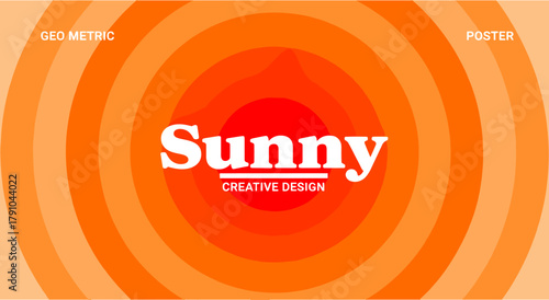 Sunny creative design geometric poster with concentric circles in orange and yellow tones for a vibrant and eyecatching visual experience