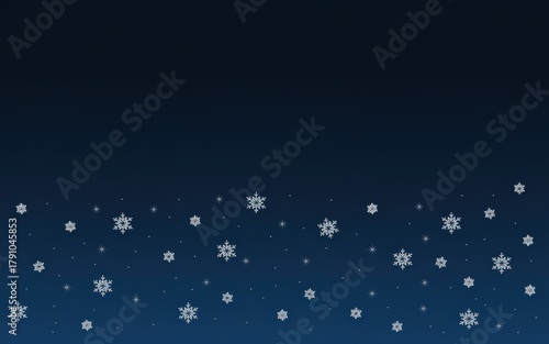 White snowflakes falling on dark blue gradient background