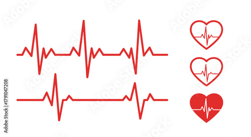 Heartbeat line and heart shapes a vector illustration depicting heart health, medical technology, and the importance of cardiovascular care
