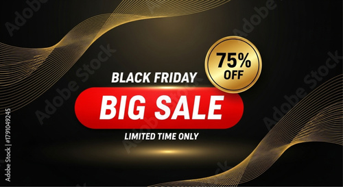 Dynamic banner advertising a 'Black Friday Big Sale', showcasing a vibrant mix of text and design elements. with modern aesthetic appeal. vector illustration