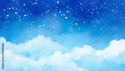 Clouds And Sky Watercolor Vector Hand Drawn Vector Illustration Abstract Blue Winter Watercolor Background Sky Pattern With Snow Light Blue Watercolour Paper Texture Background