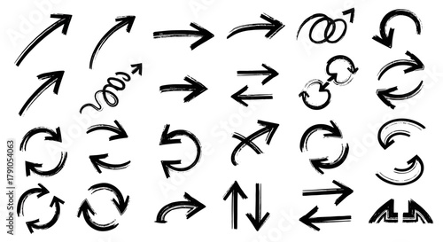A diverse collection of handdrawn arrow illustrations, , perfect for adding a touch of organic style to your design projects