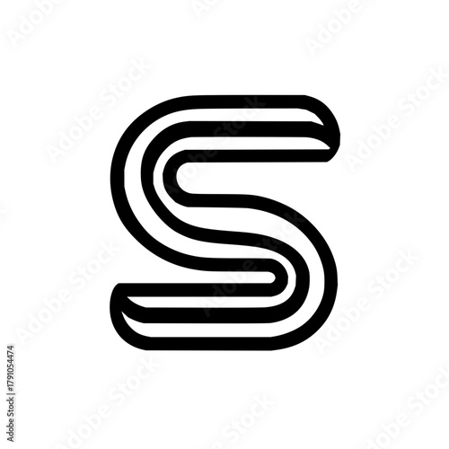 Stylized letter s with triple line design, creating a modern and minimalist typographic element