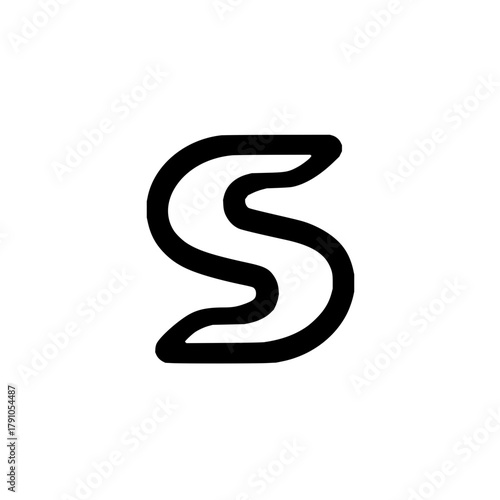 Stylized letter s with bold outline, creating a simple and modern typographic design element