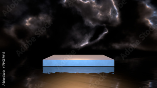 leeres Podest vor schwarzem Hintergrund