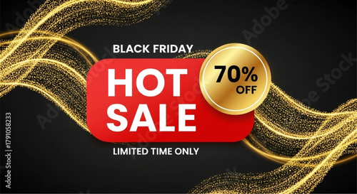 Black Friday Hot Sale - Limited Time Offer: Experience unbeatable deals and discounts. Featuring an attractive price cut and a time-sensitive call to action. vector illustration