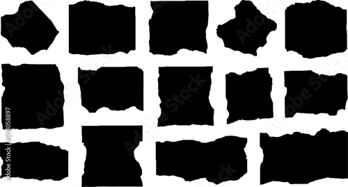 Set of torn paper edge shapes graphic design elements abstract