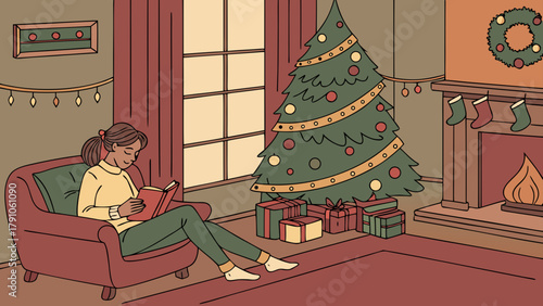 couple with christmas tree