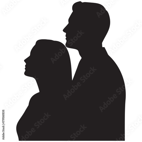 Silhouette of a loving couple embracing with affection, representing partnership, support, and shared dreams, ideal for romance or relationship concepts