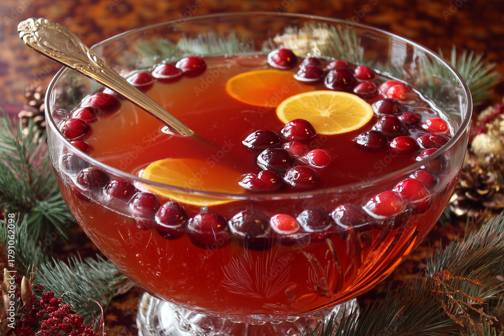 Fototapeta premium Holiday Punch in a Large Bowl