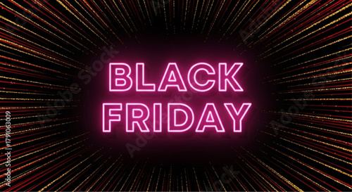 Black Friday neon sign on a vibrant background. Represents a vibrant concept and dynamic visual that grabs attention.  vector illustration