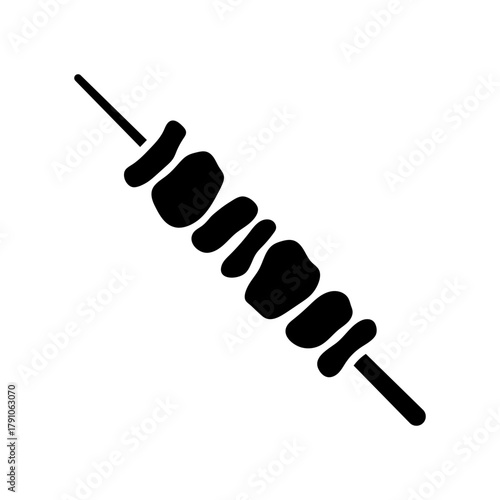 Shashlik icon. Black silhouette. Front and side view. Vector simple flat graphic illustration. Isolated object on a white background.