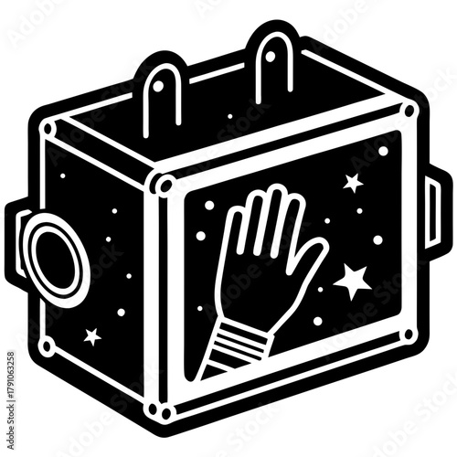 A black and white image of a cat s face