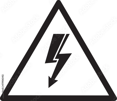 Electrical Hazard Sign Silhouettes High Voltage Danger Minimal Lightning Icon