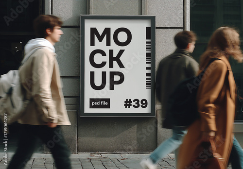 An outdoor advertising poster on a wall