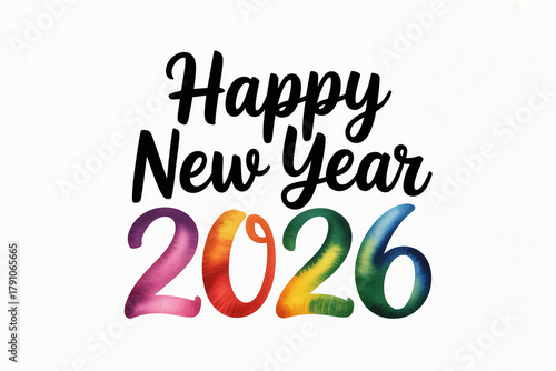 Celebrate the vibrant New Year 2026 with colorful hopes and dreams for success, perfect for greeting cards, social media posts, and festive marketing materials