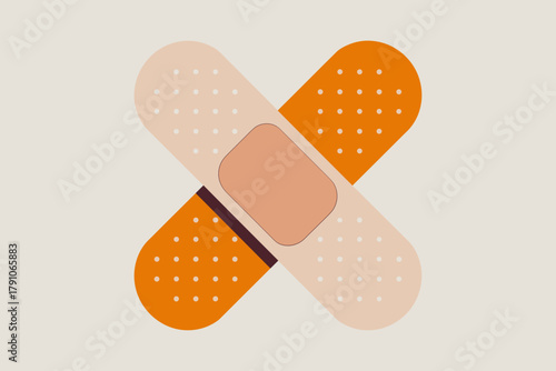 Stylized Adhesive Bandage Design Symbolizing Healing and Recovery in Warm Neutral Tones