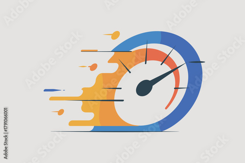 Dynamic Speedometer Graphic Symbolizing Fast Performance and Efficiency in Vivid Colors