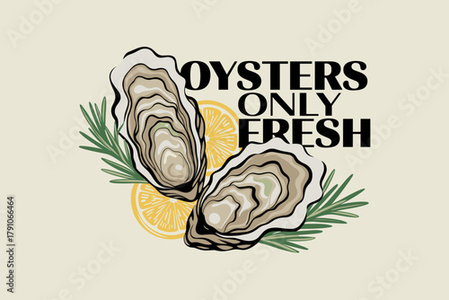 Fresh Oysters with Lemon and Herbs on Creamy Background for Seafood Enthusiasts