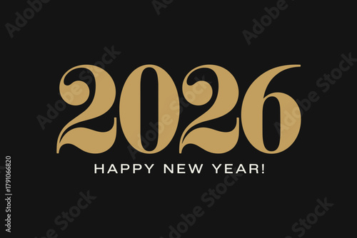 Elegant Black and Gold New Year’s Celebration Announcement for 2026 with Festive Flair